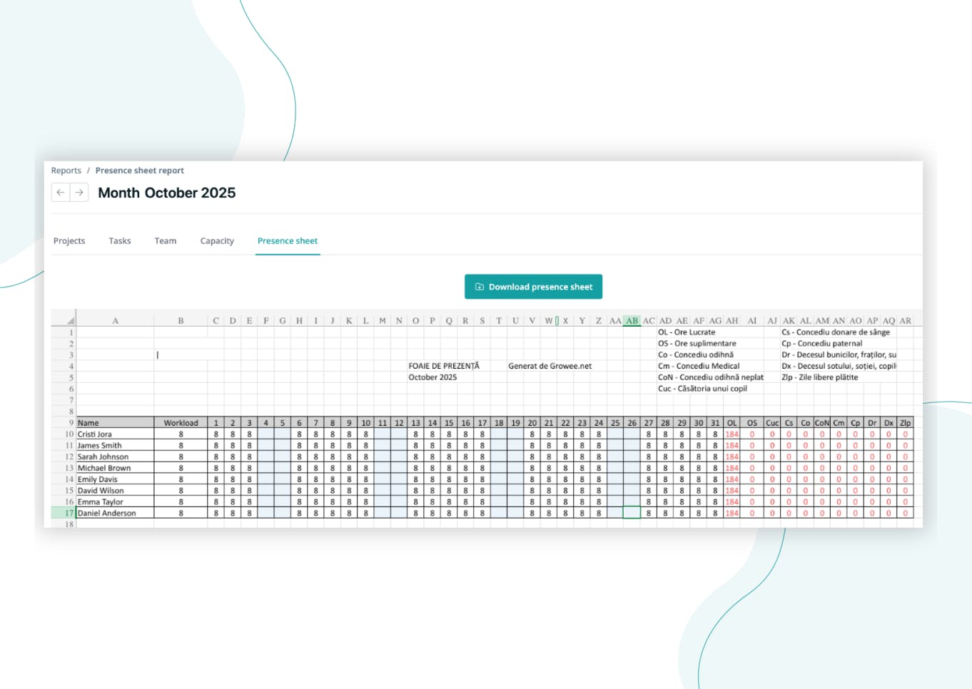 Smart Presence & Attendance Sheets