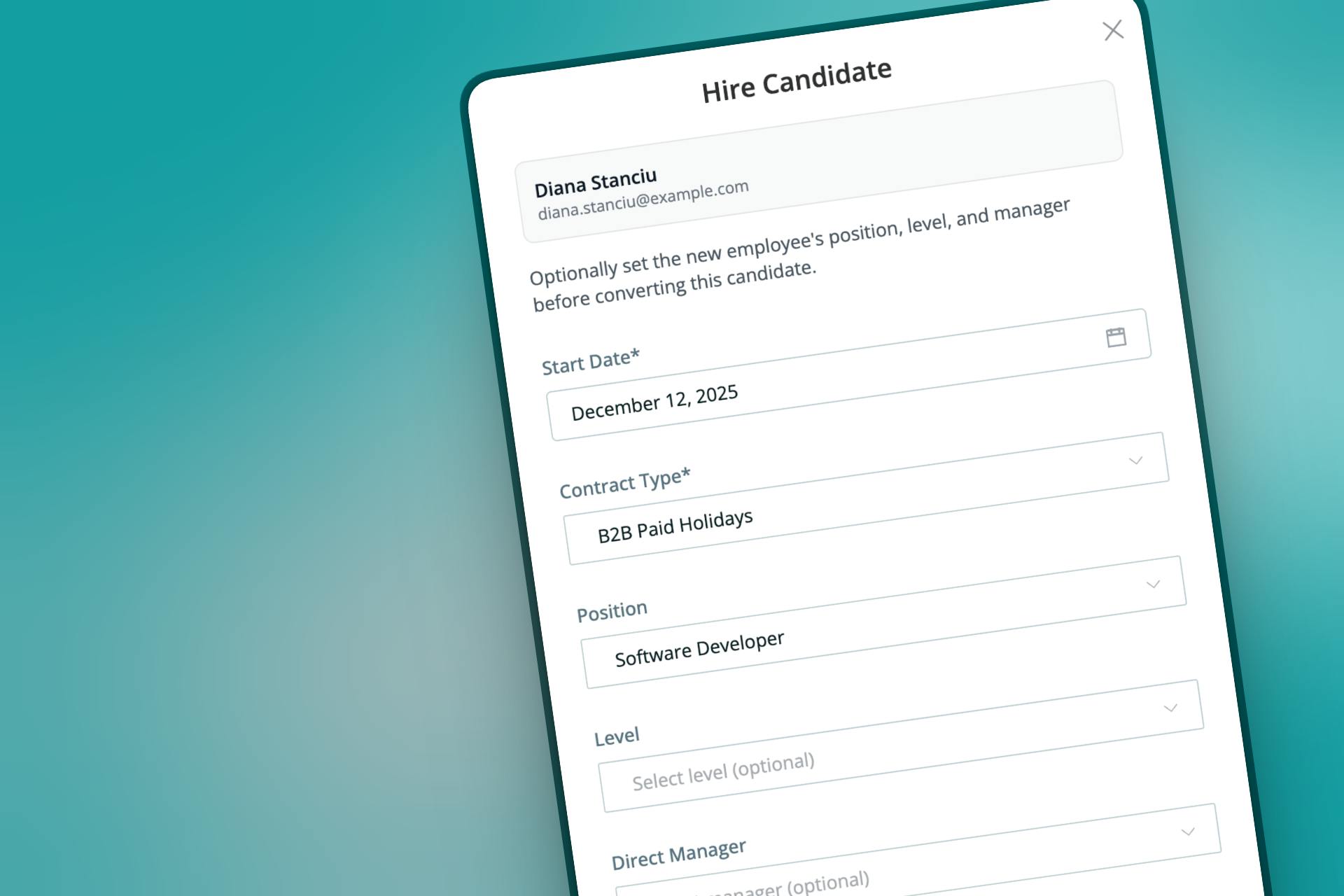 Turn hired candidates into employees instantly