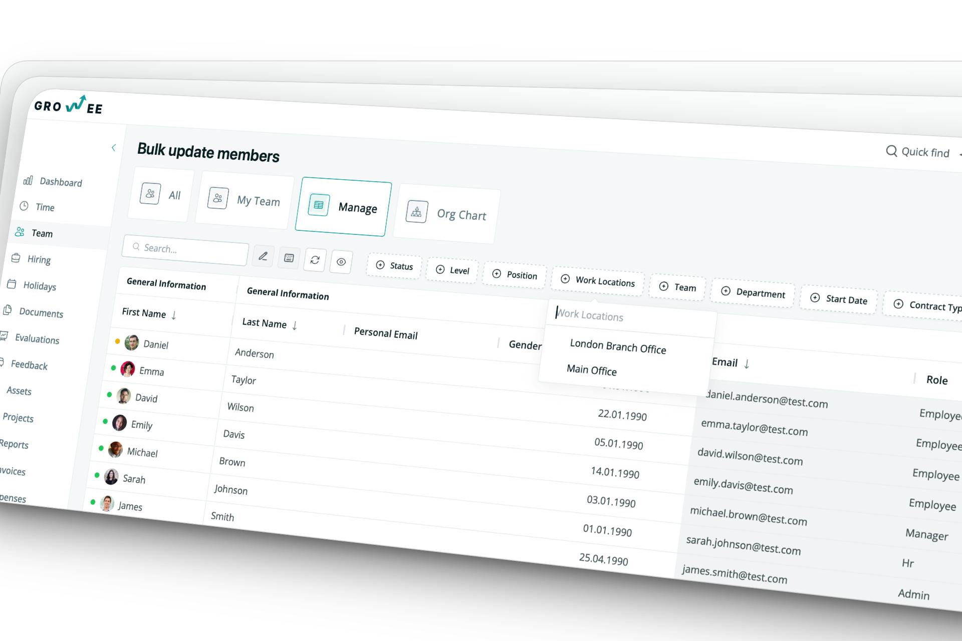Work Location Management & Filtering