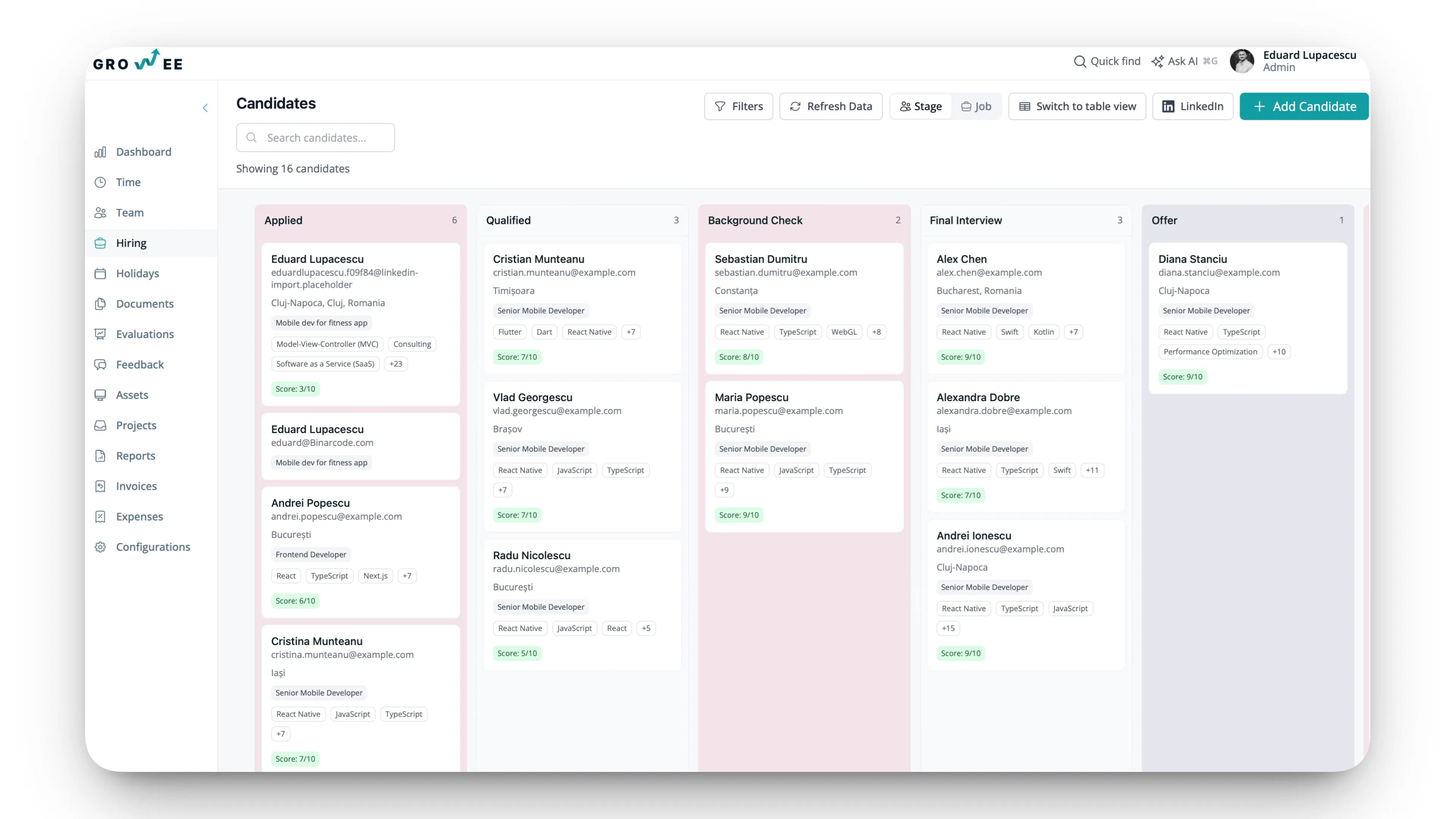 Track Candidates with Customizable Pipelines