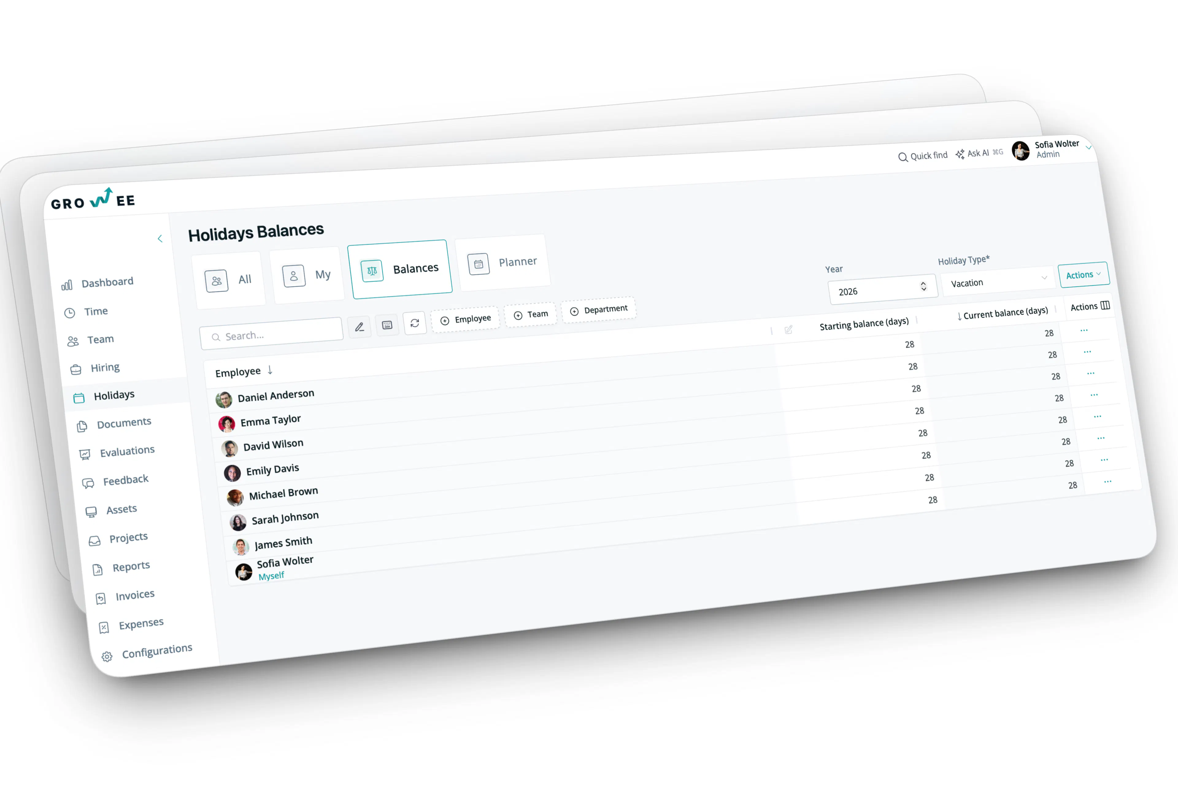 Centralized Holiday Balance Management