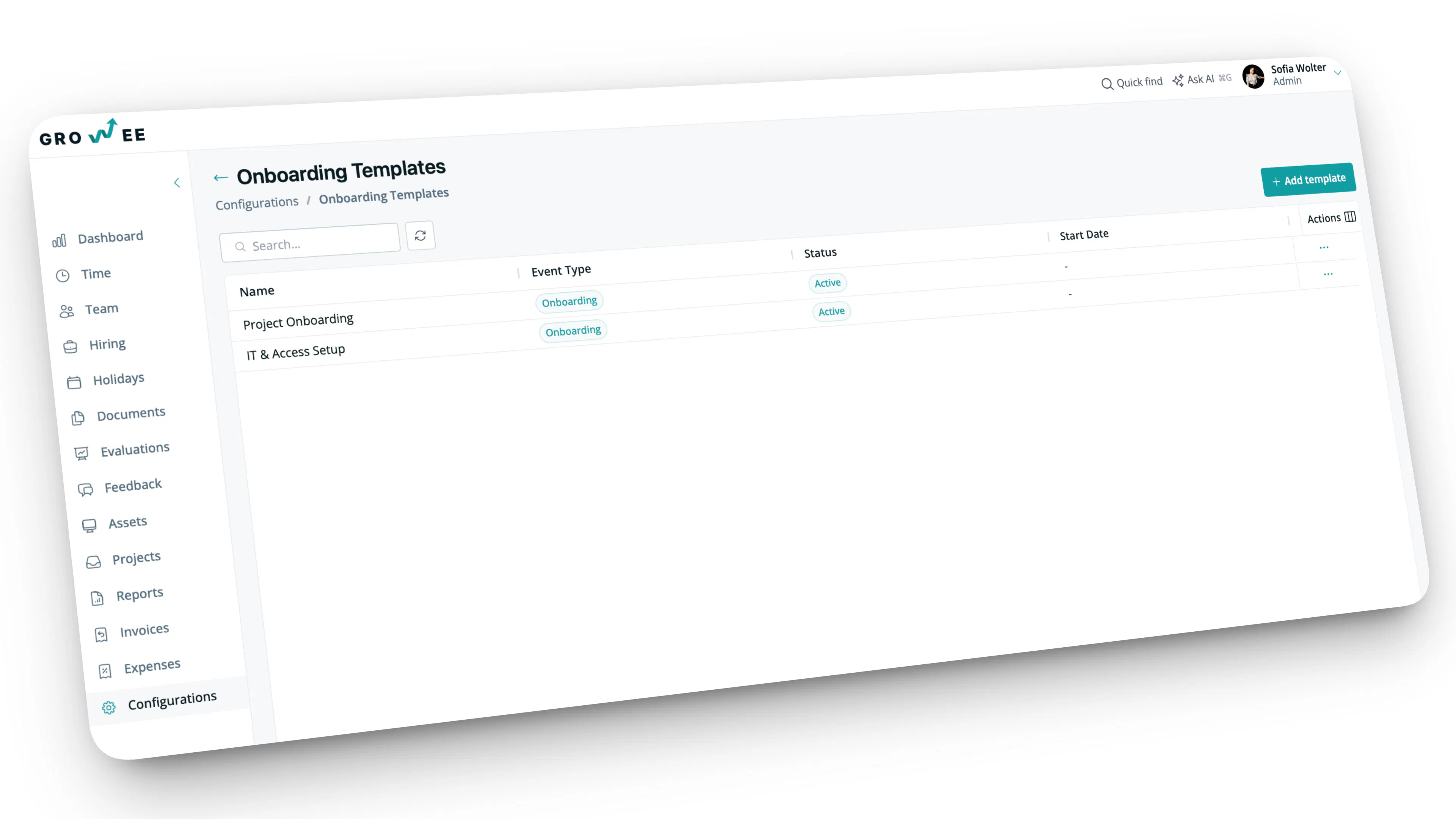 Onboarding templates for each position