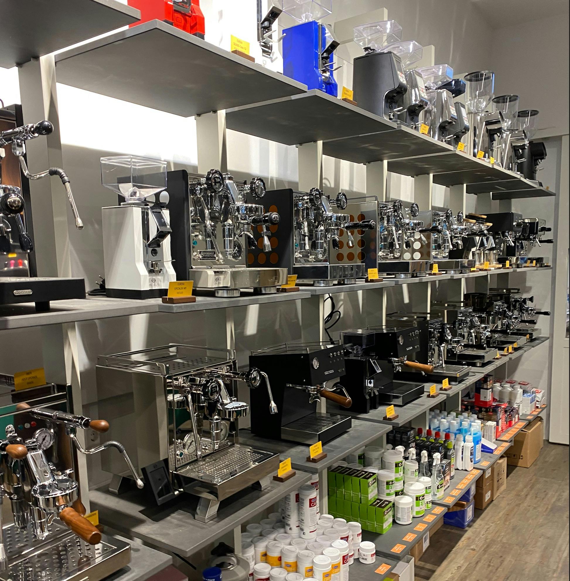 Multiple espresso machines at Van Pommeren