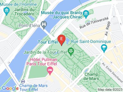 Map centered at Eiffel Tower Paris