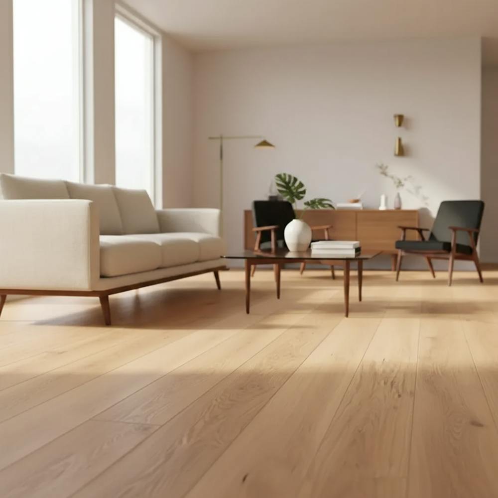 A wooden floor in a living room