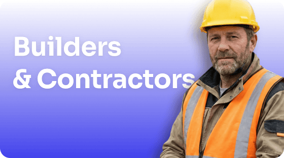 Builder image on purple background