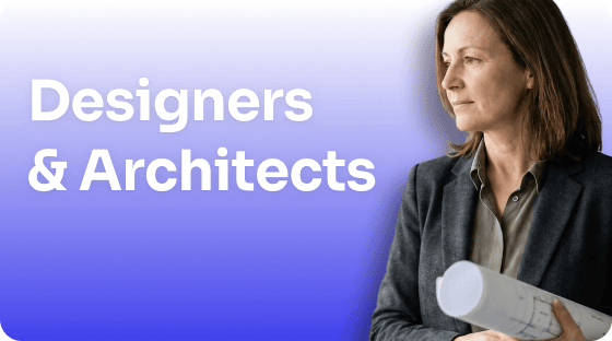 Woman designer image on purple background