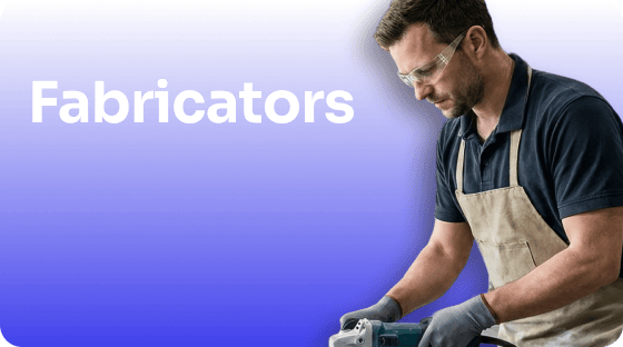 Fabricator image on purple background