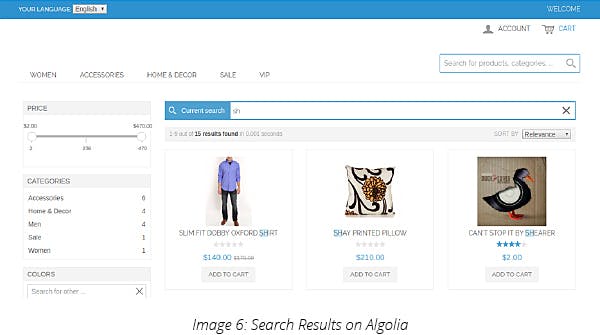 Search Results on Algolia