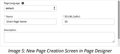 New Page Creation Screen in Page Designer