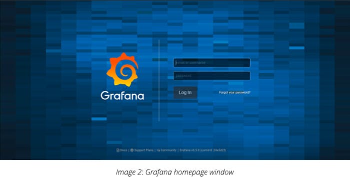 Grafana homepage window
