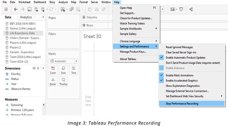 Tableau Performance Recording