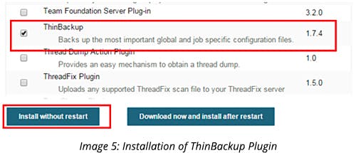 Installation of ThinBackup Plugin