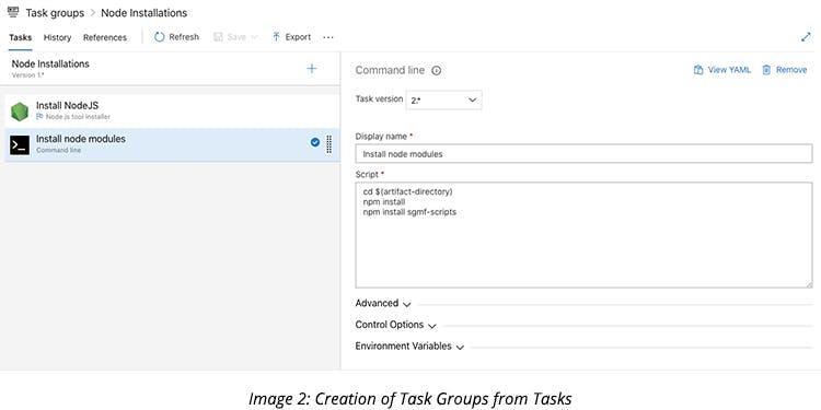 Creation of Task Groups from Tasks