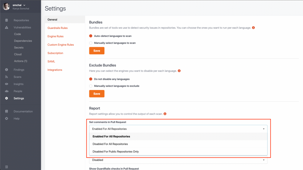 Show/Hide GuardRails Comments In Pull Requests - GuardRails