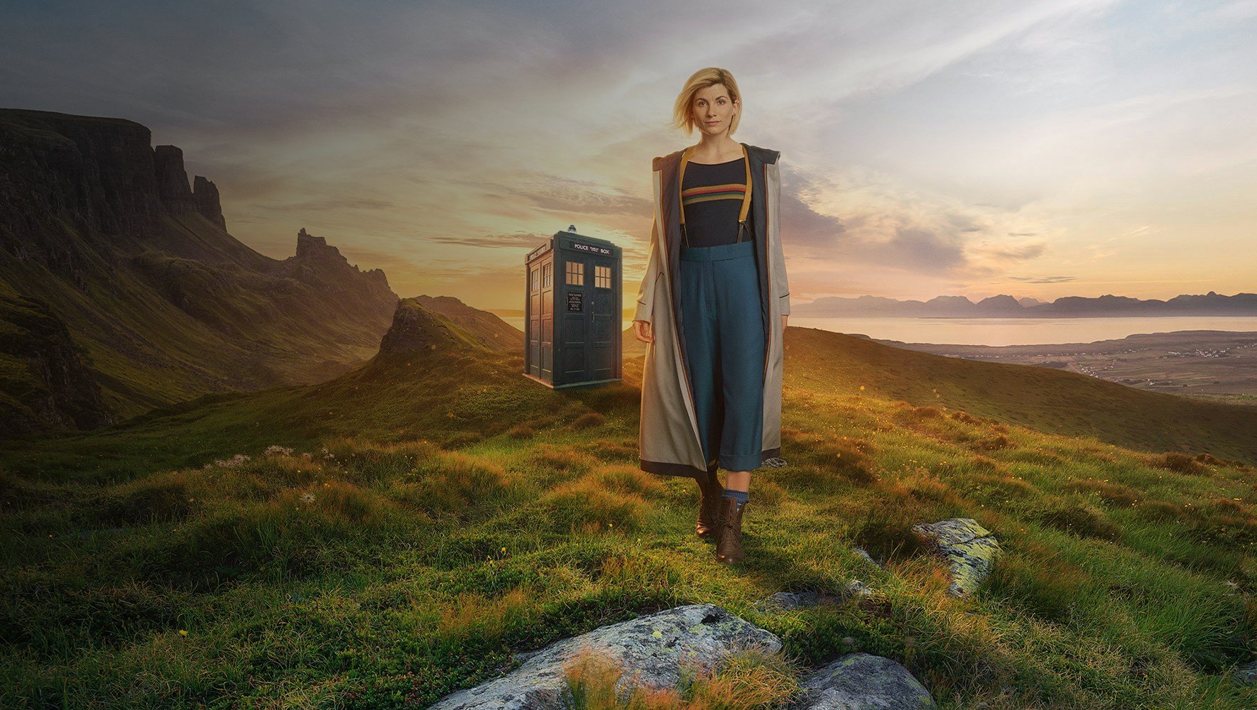 Doctor Who character standing on the mountain