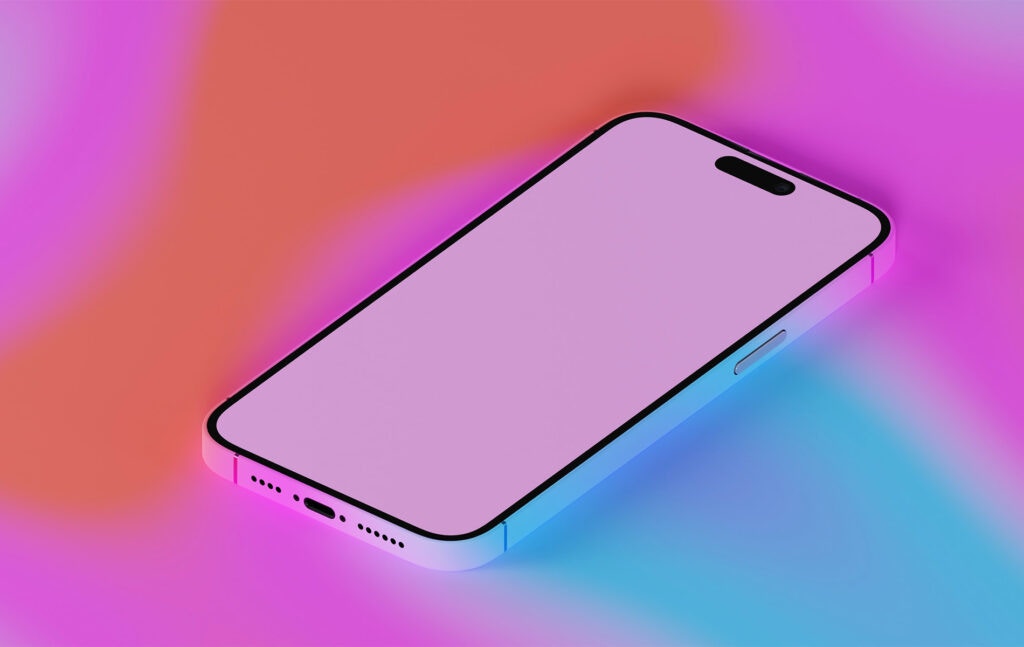 Mobile phone with a cool pink background