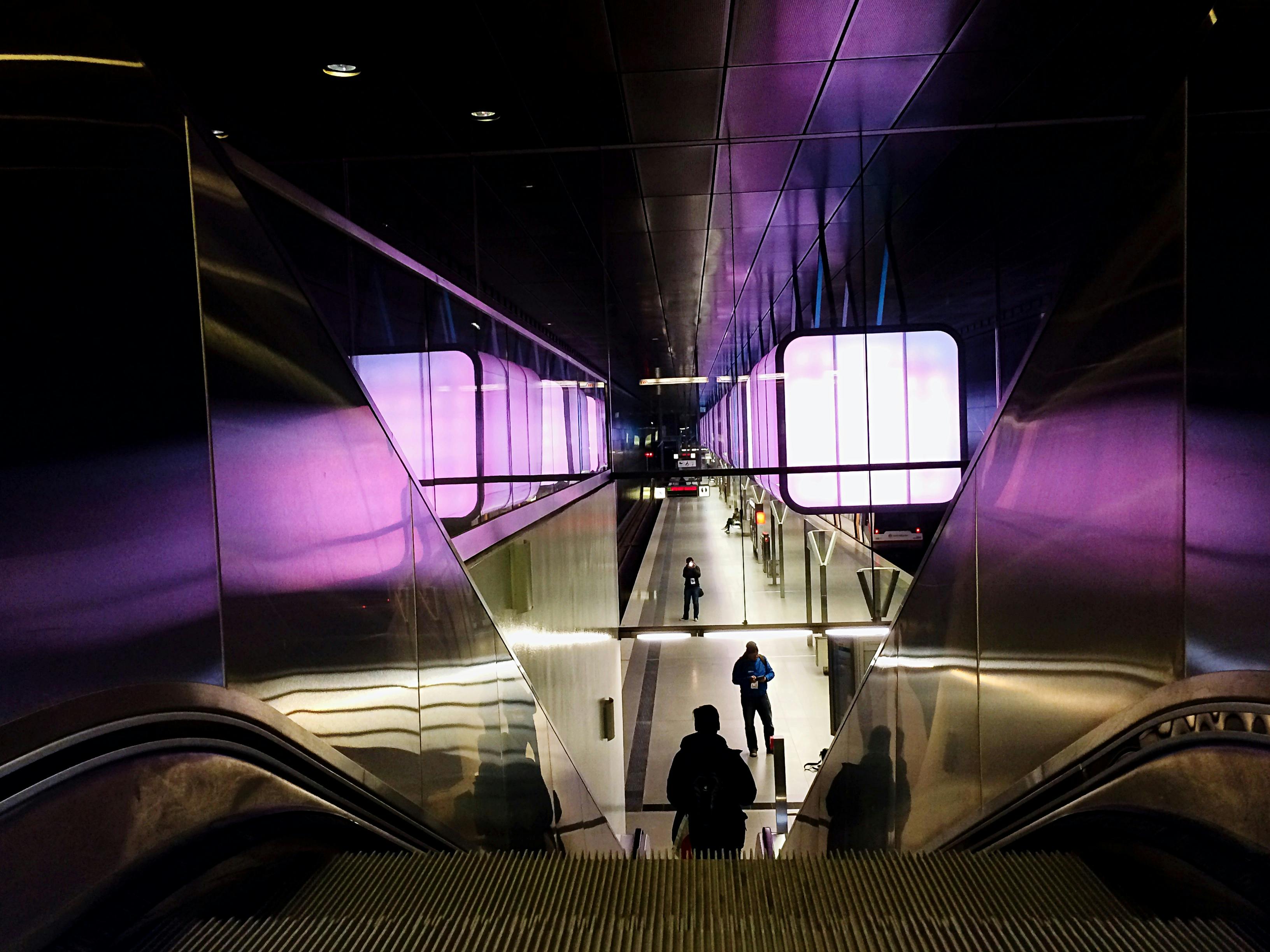 People on escalator
