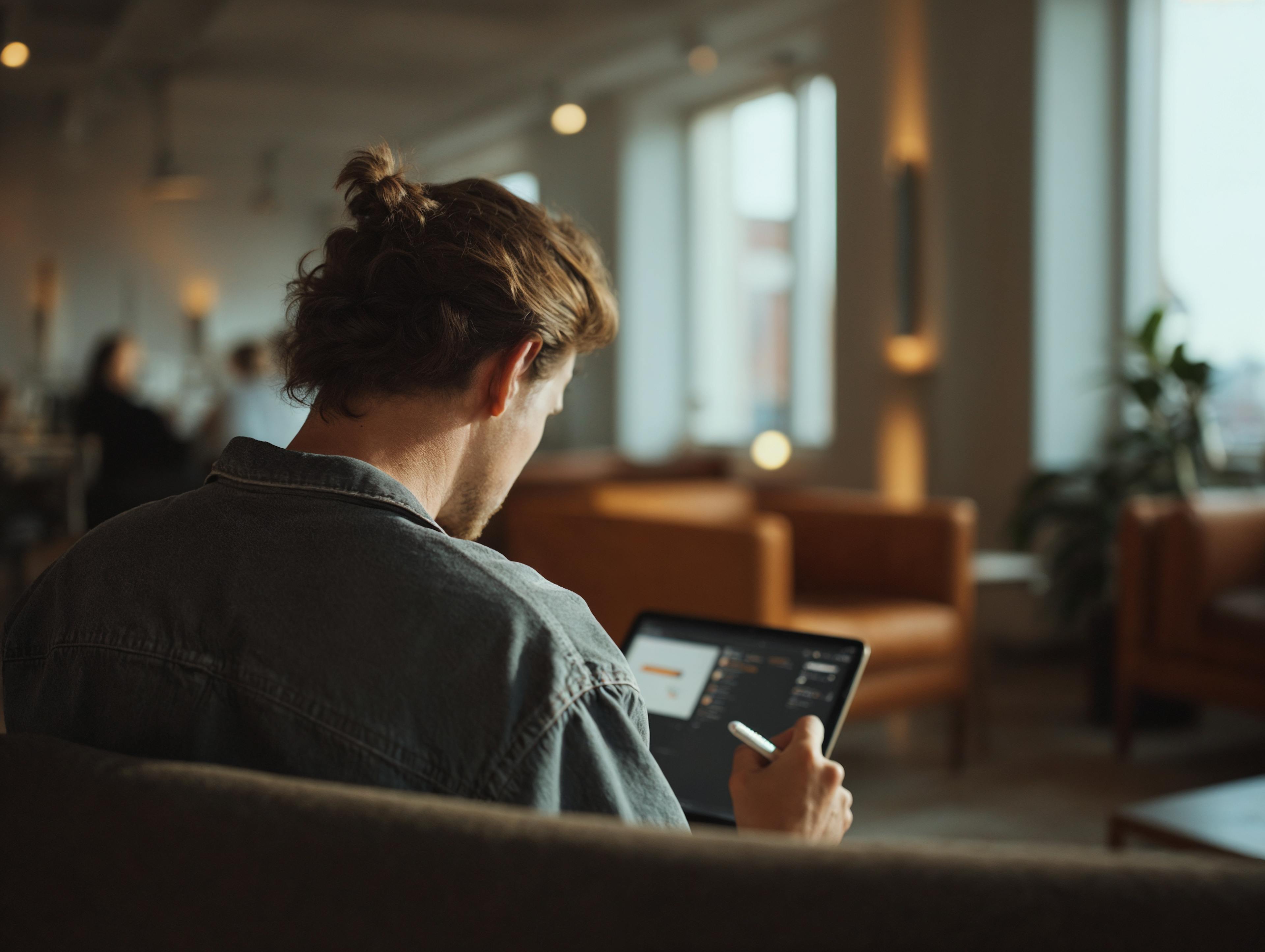 AI generated man working on tablet