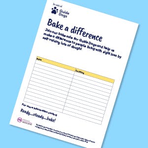 Image of a bake-off sign-up sheet pictured on a blue background.