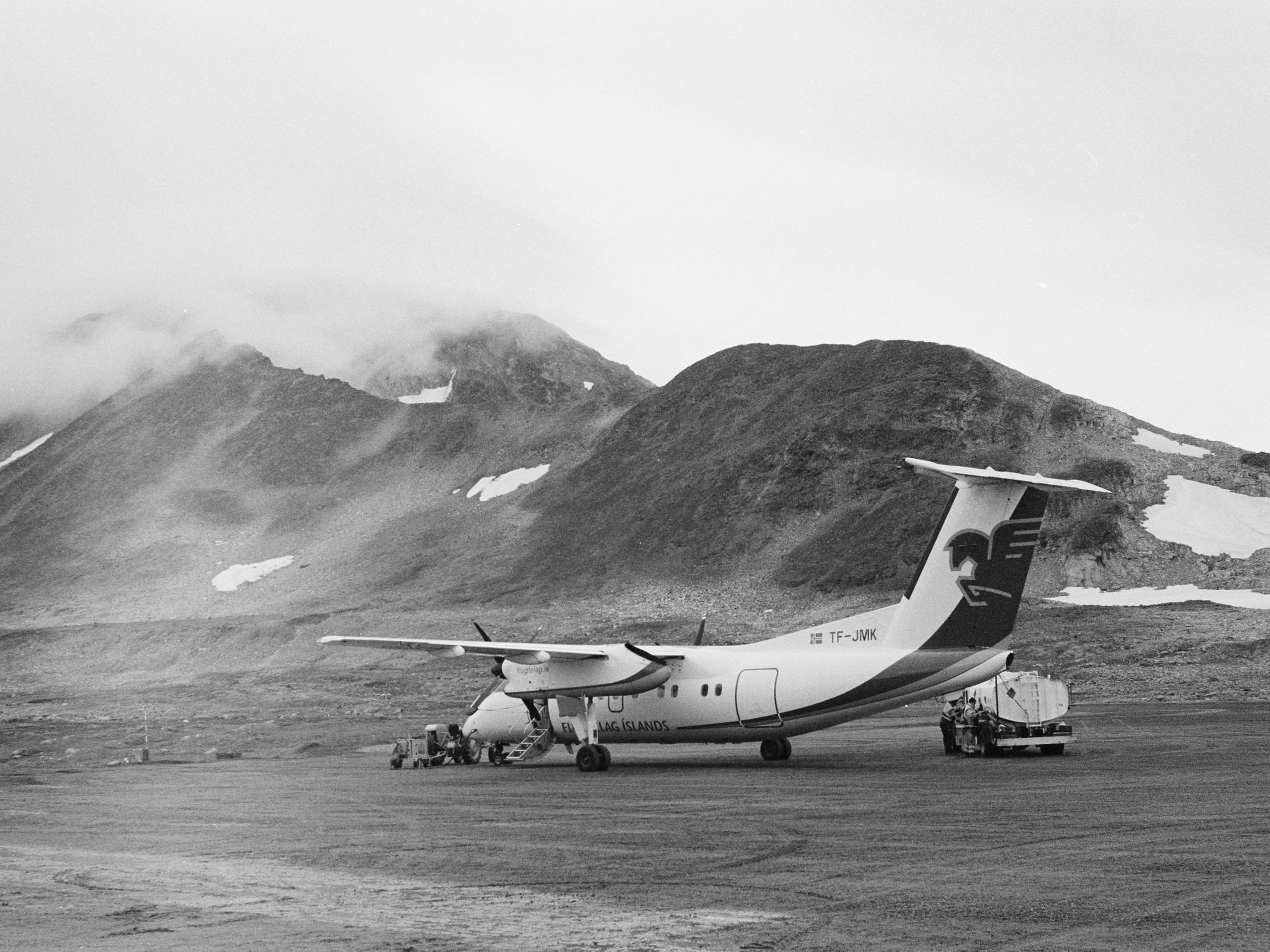 Refueling at Kulusuk in East Greenland en route from Reykjavik, Greenland. September 2014 Photograph: Guido van Helten