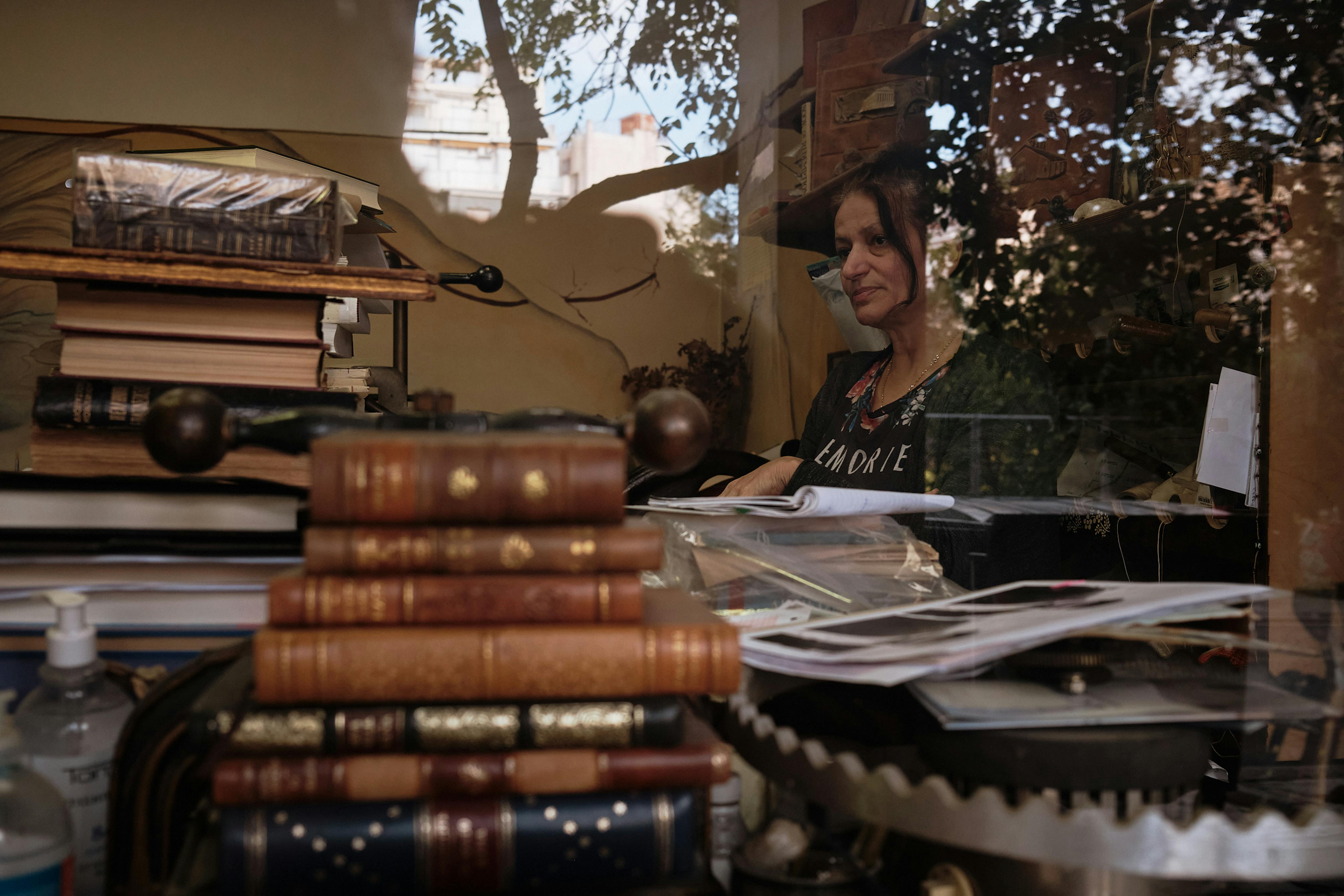 Bookbinders in Exarcheia, Athens, Greece. November 2021