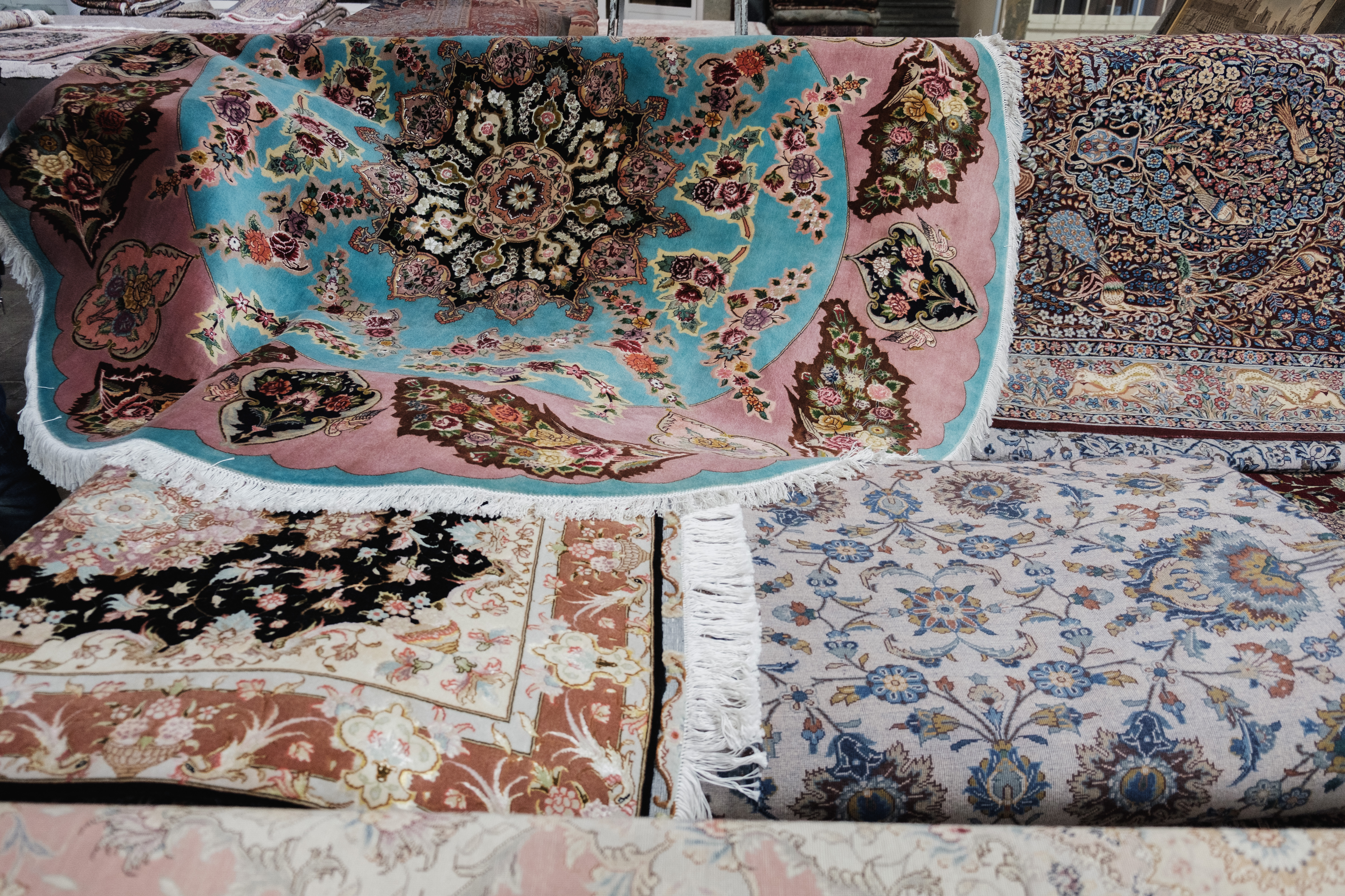 Carpets in Tehran's Central Bazaar Tehran, Iran. November 2018 Photograph: Guido van Helten