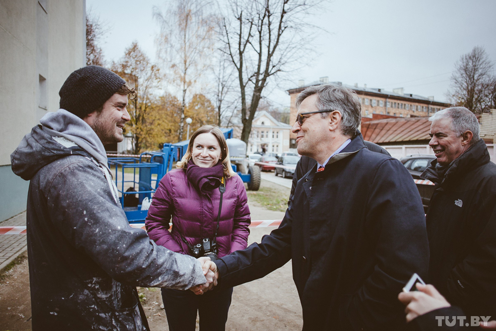 British Ambassador Bruce Bucknell and Artist Minsk, Belarus. December 2015 Photograph: Alexander Vasyukovich