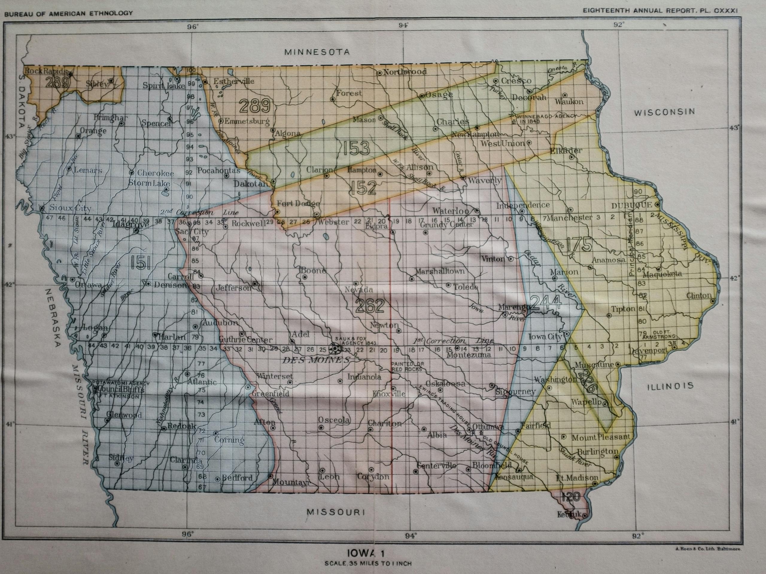 The state of Iowa - Map at the Fort Museum, Fort Dodge, Iowa, USA. September 2018 Photograph: Guido van Helten