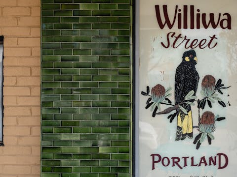 Hand-painted sign on a main thoroughfare of town Portland, NSW, Australia. May 2018 Photographs: Guido van Helten