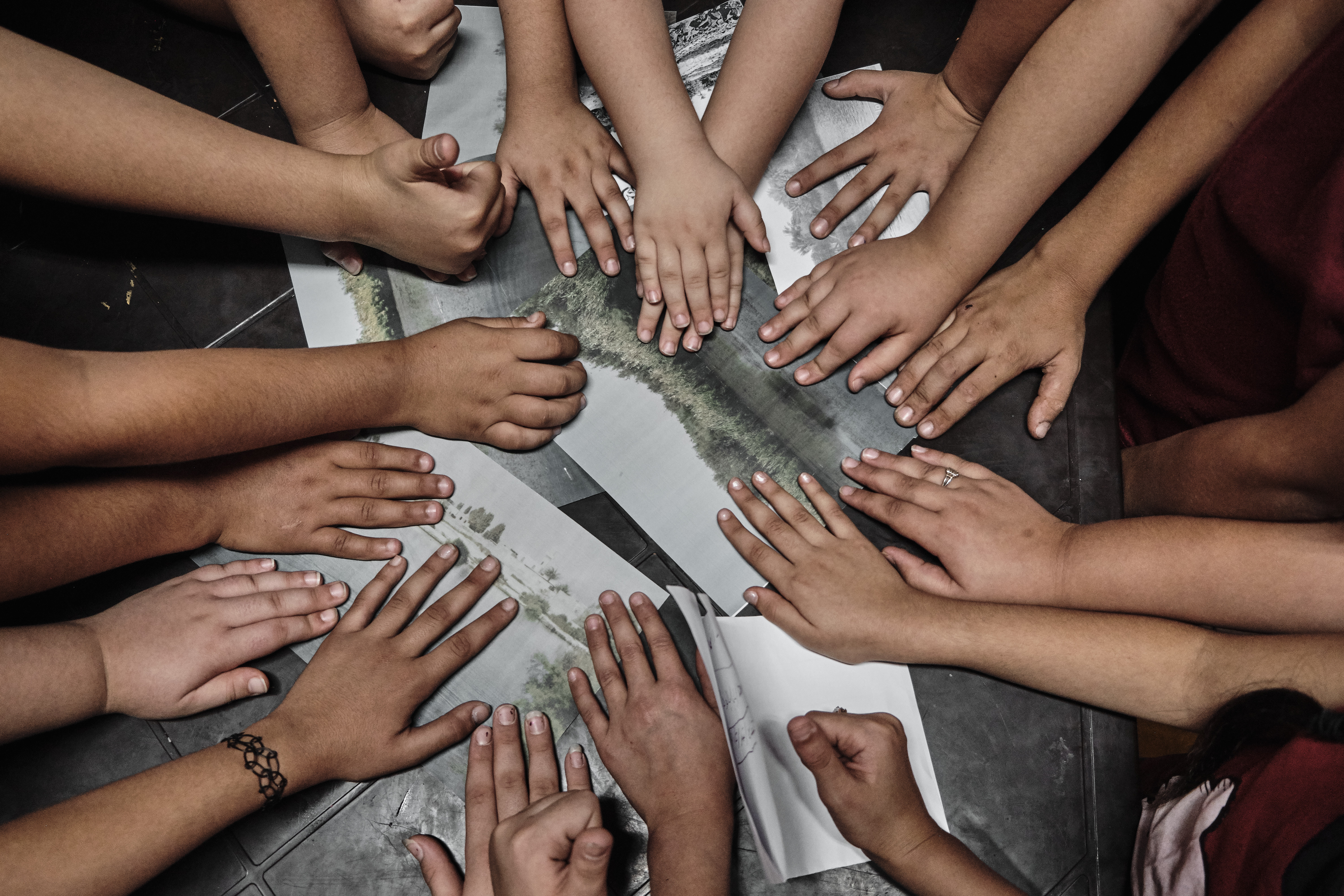 Workshop at Makani School, Azraq, Jordan. August 2019 Photograph: Guido van Helten