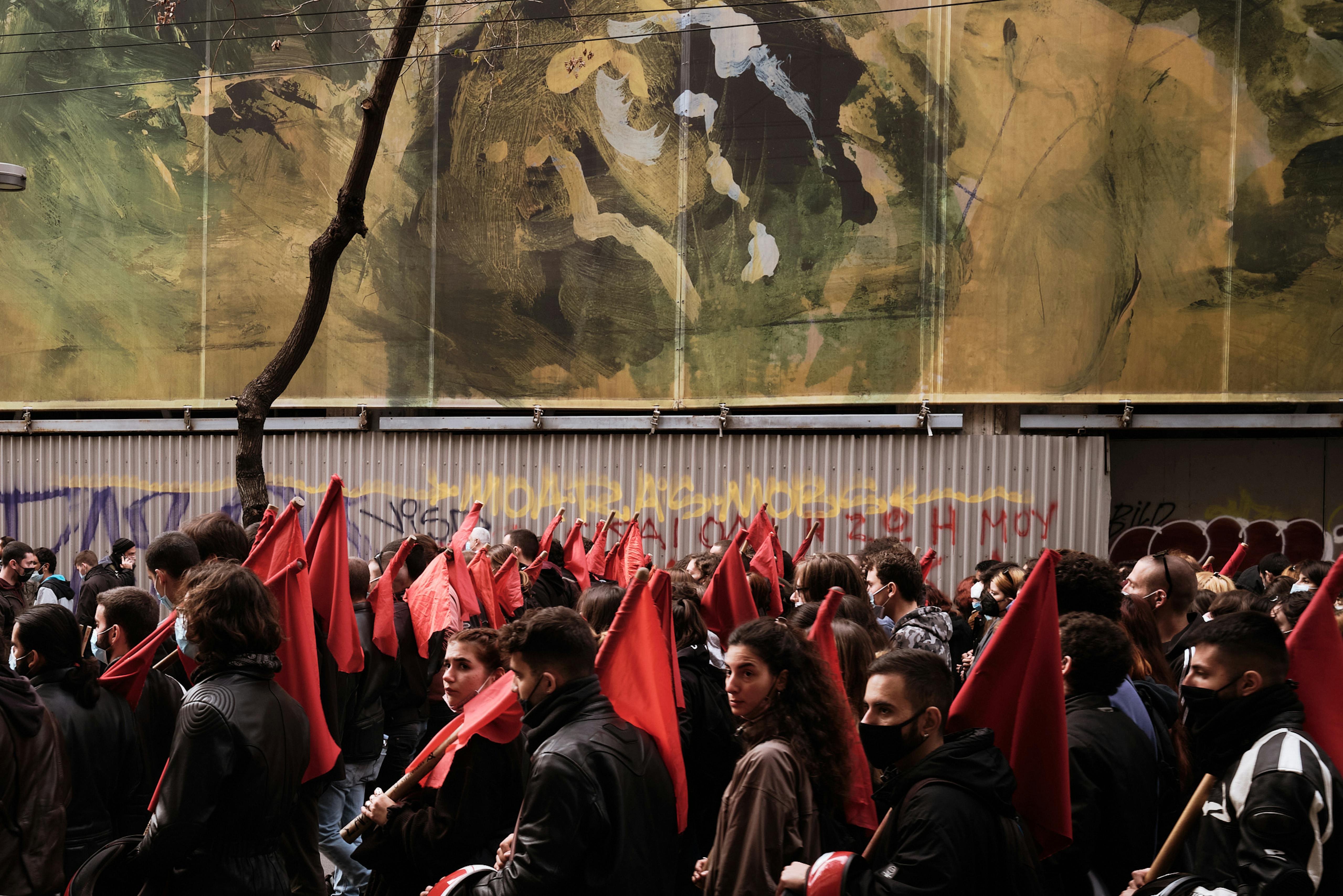 Anniversary of 1973 student uprising at the Polytechnic University in Exarcheia, Athens, Greece. 17 November 2021