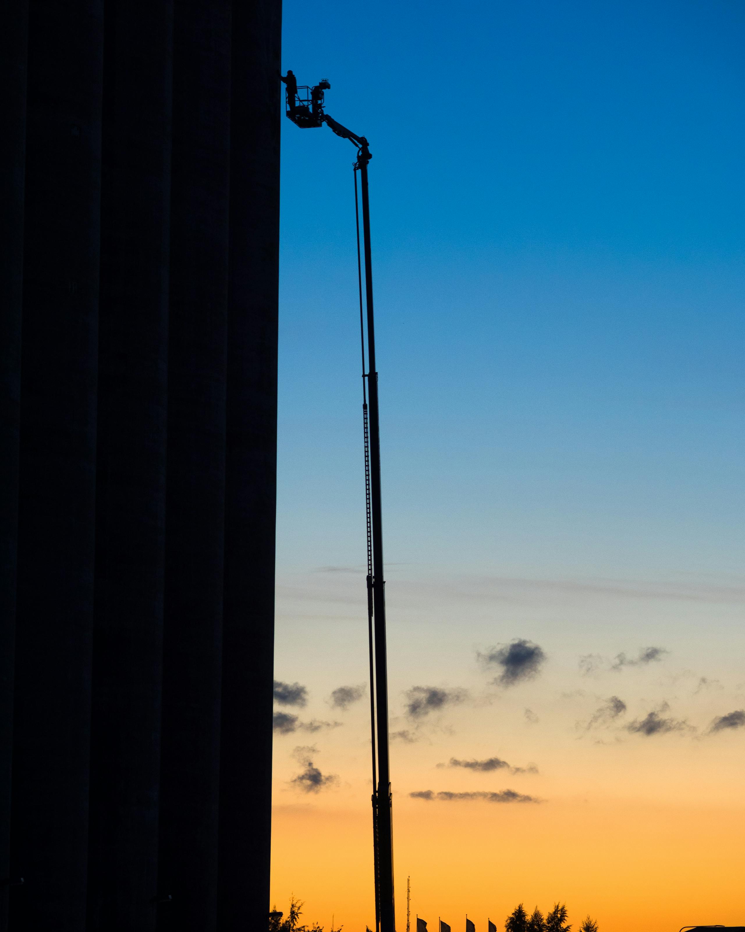 Working at 56m Height Hämeenlinna, Finland. October 2017 Photograph: Antti Kemppainen