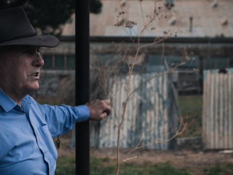 Tommy Fitzgerald looks towards his former home Portland, NSW, Australia. May 2018 Photographs: Guido van Helten