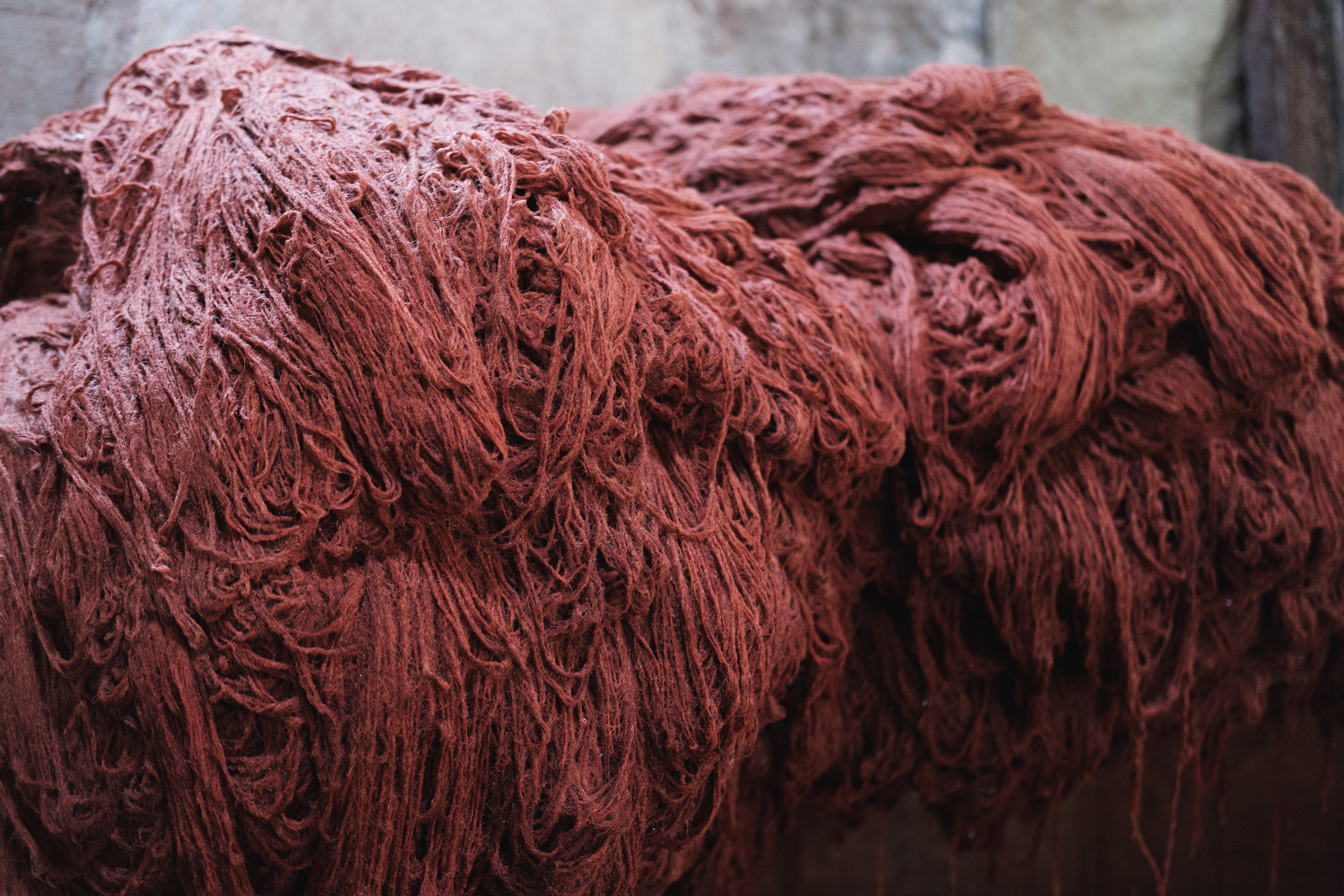 Wool dying process using natural earth pigments Kashan, Iran. November 2018 Photograph: Guido van Helten