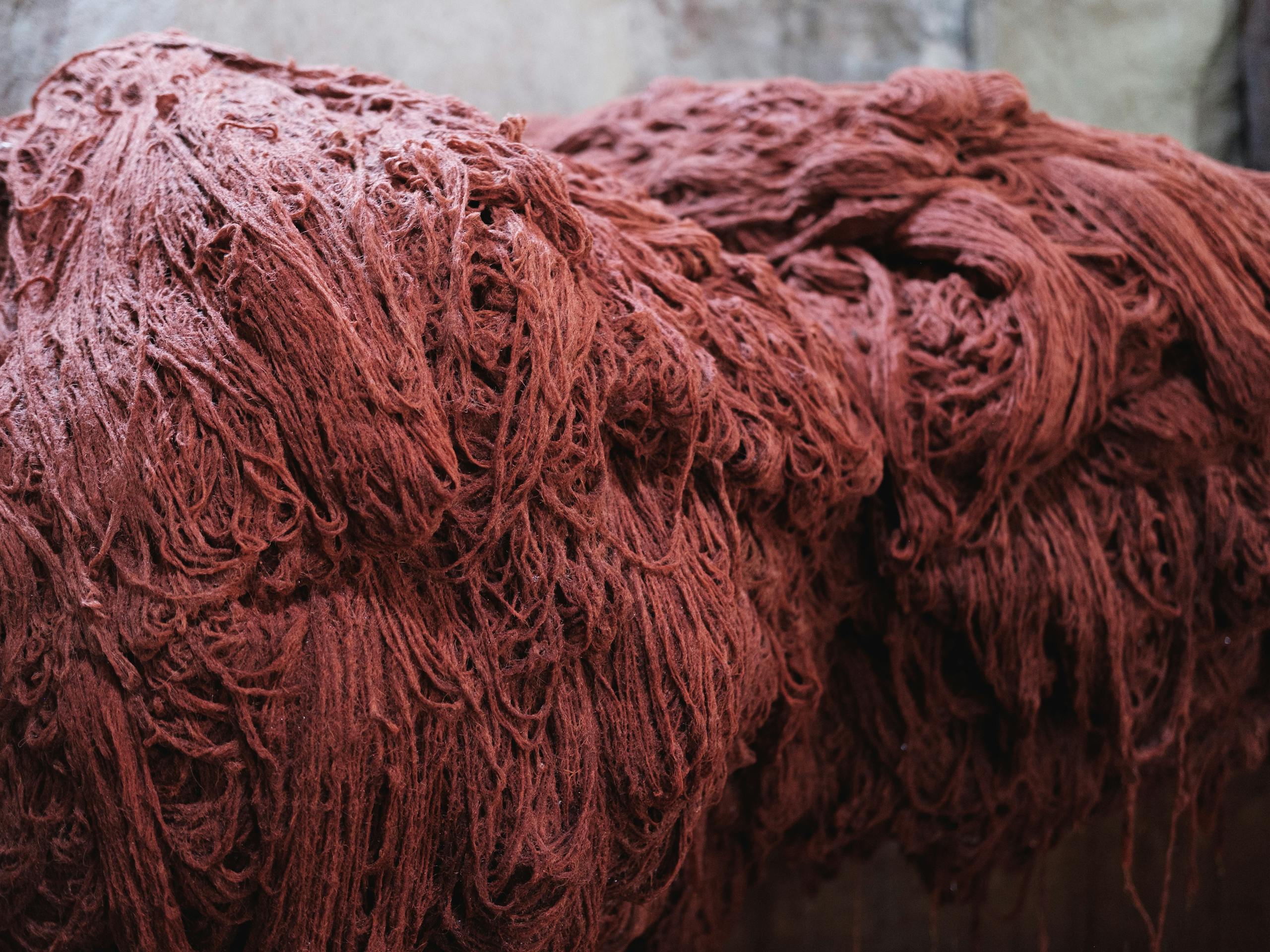Wool dying process using natural earth pigments Kashan, Iran. November 2018 Photograph: Guido van Helten