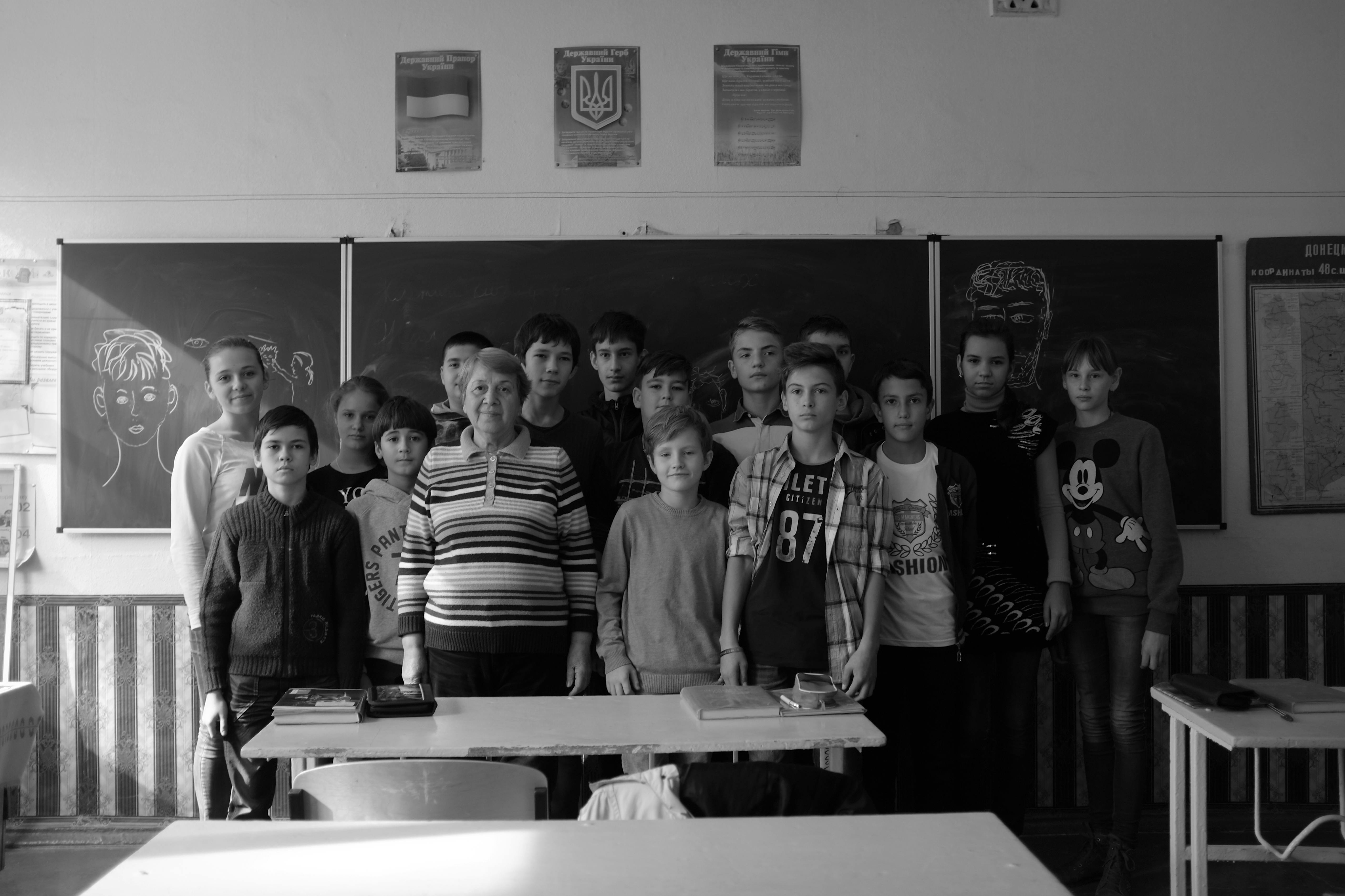 Marina Marchenko's classroom, Avdeevka, Ukraine. October 2016 Photograph: Guido van Helten