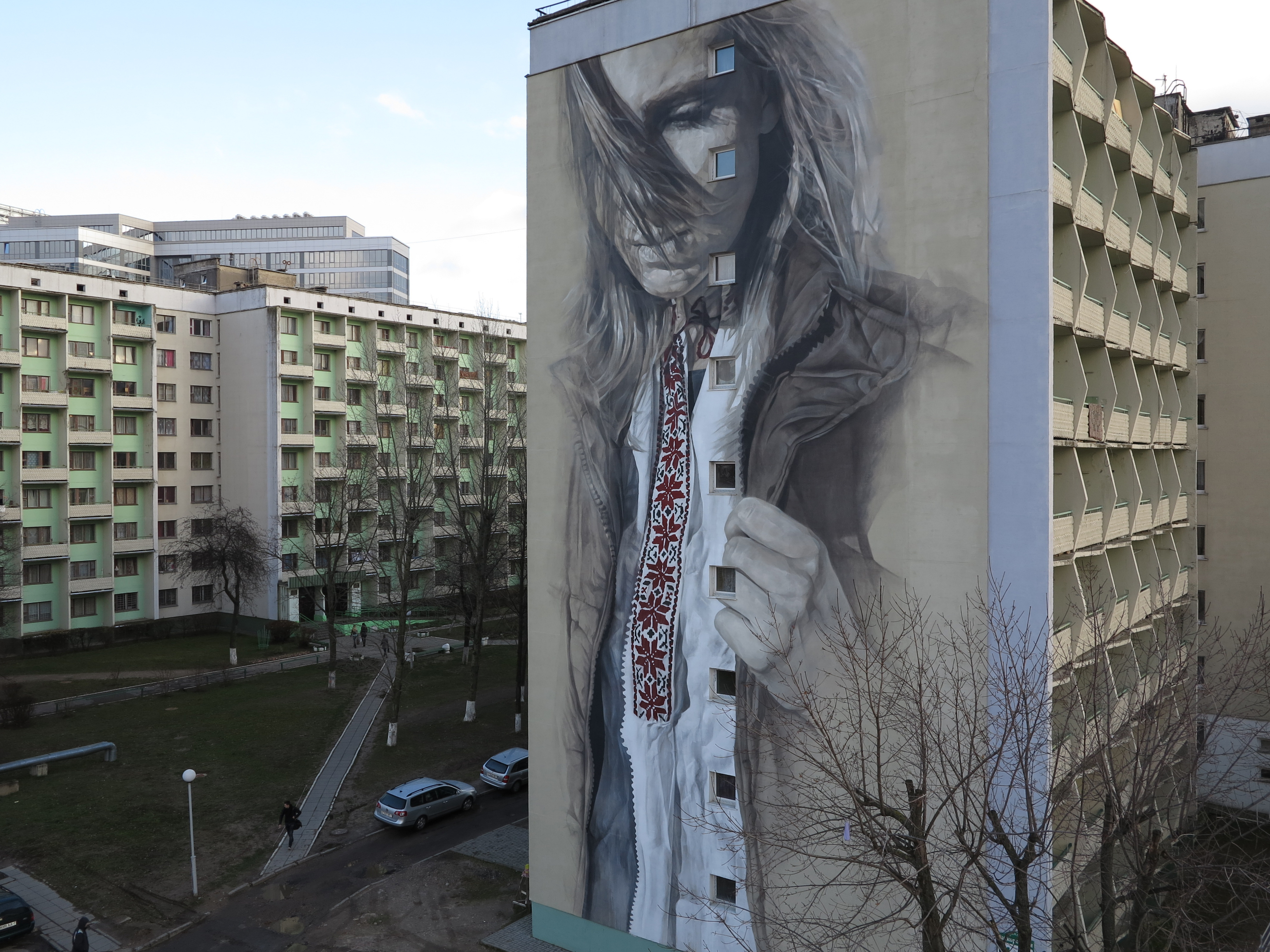 Completed work for Urban Myths, Minsk, Belarus. December 2015 Photograph: Guido van Helten