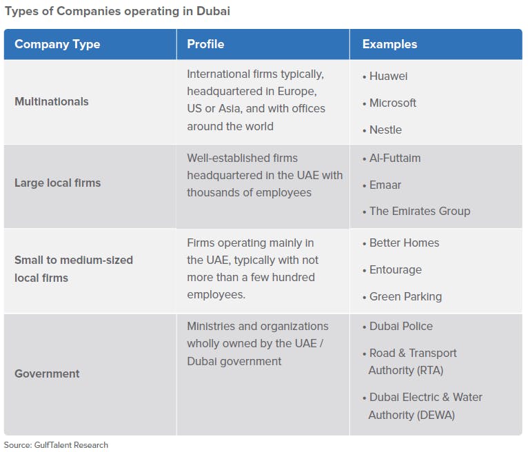 Types of Companies operating in Dubai