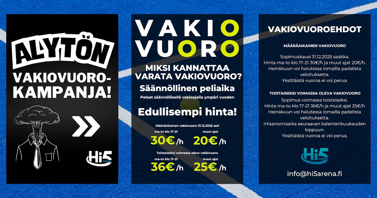vakiovuorokampanja hi5 padel