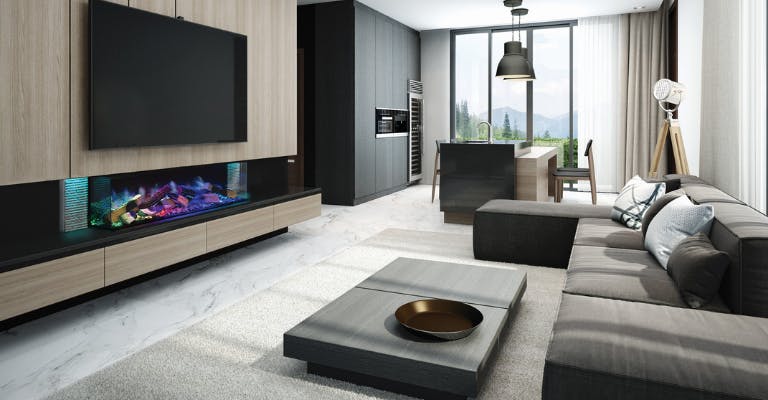 elektrische open haard onder tv