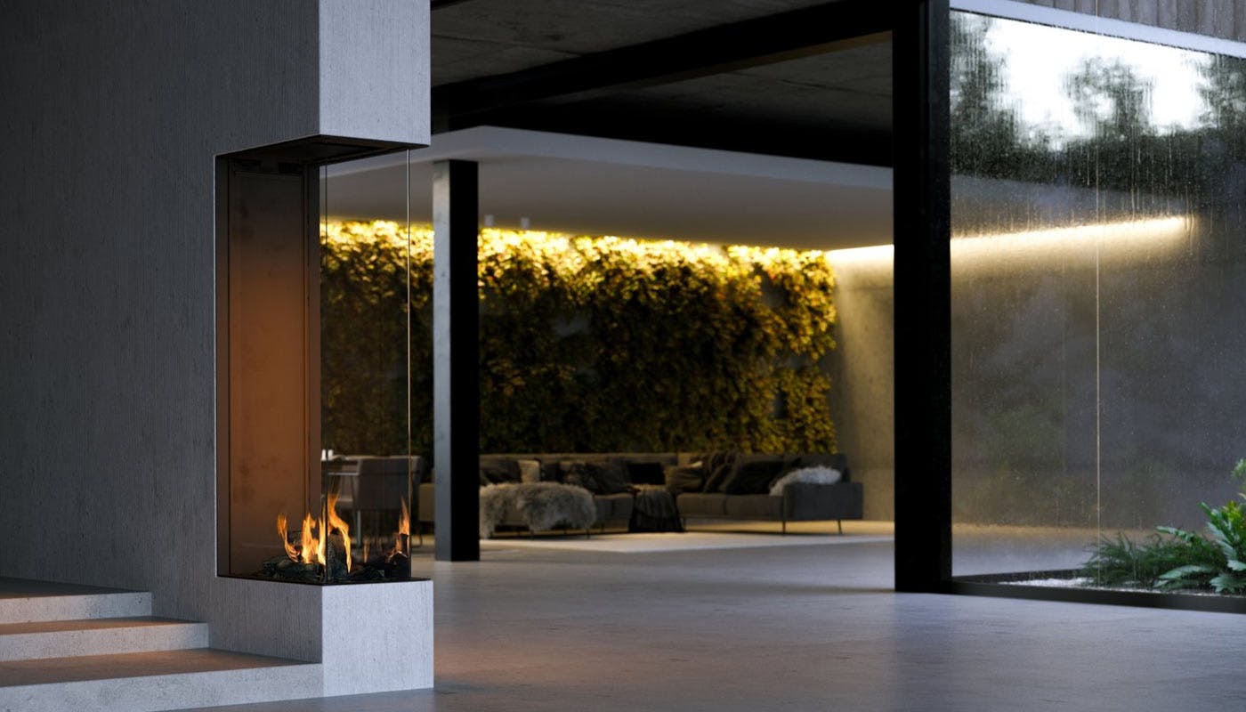 Roomdivider haard in woning