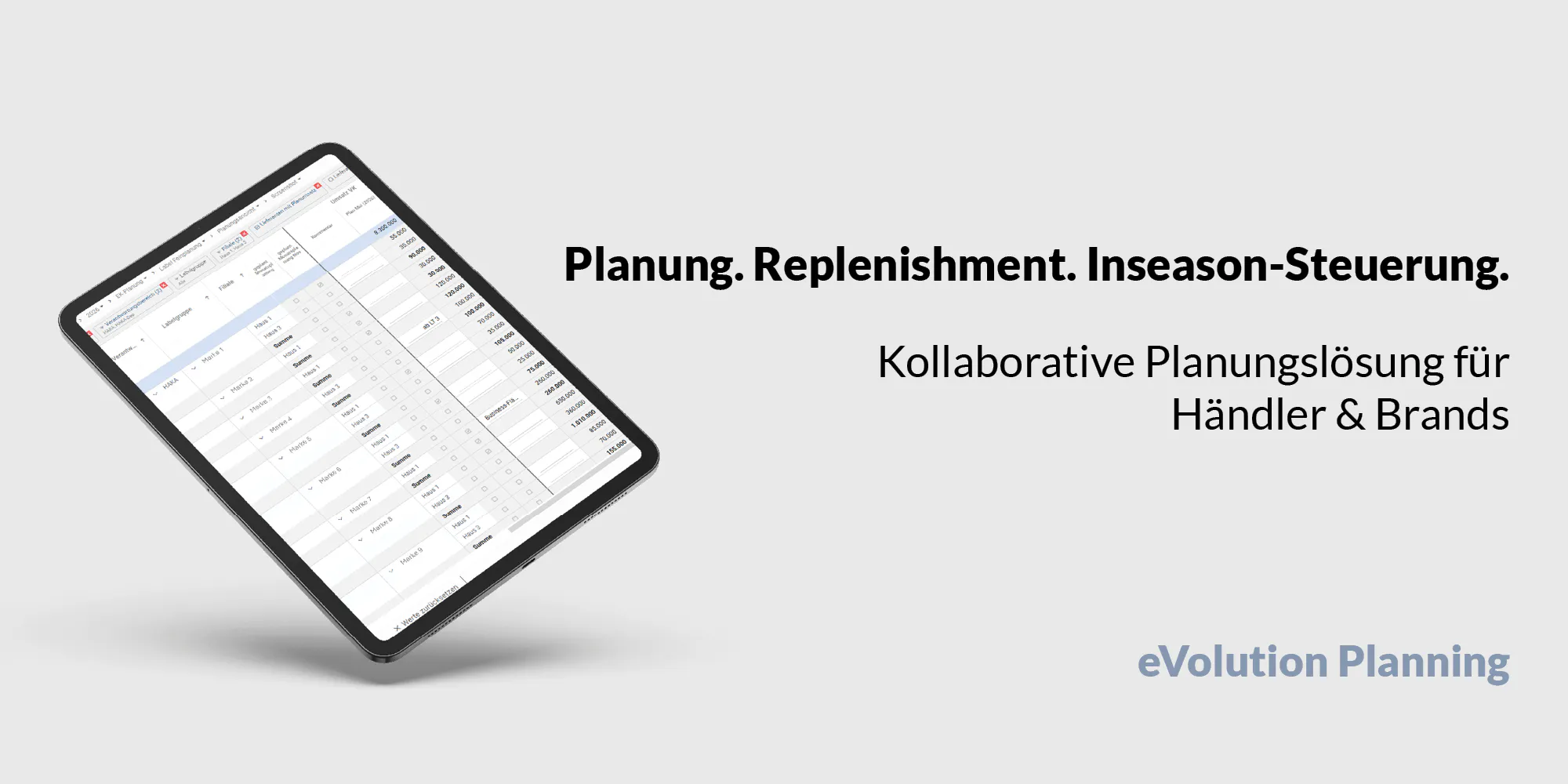 Sicht aus eVolution Planning Labelplanung