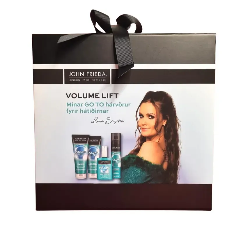 John Frieda, hárvörur, sjampó, hárnæring, hársprey, meiri lyfting, volume, Lína Birgitta, gjafakassi, jólagjöf