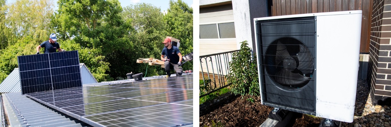 Image pompe à chaleur et panneaux solaires