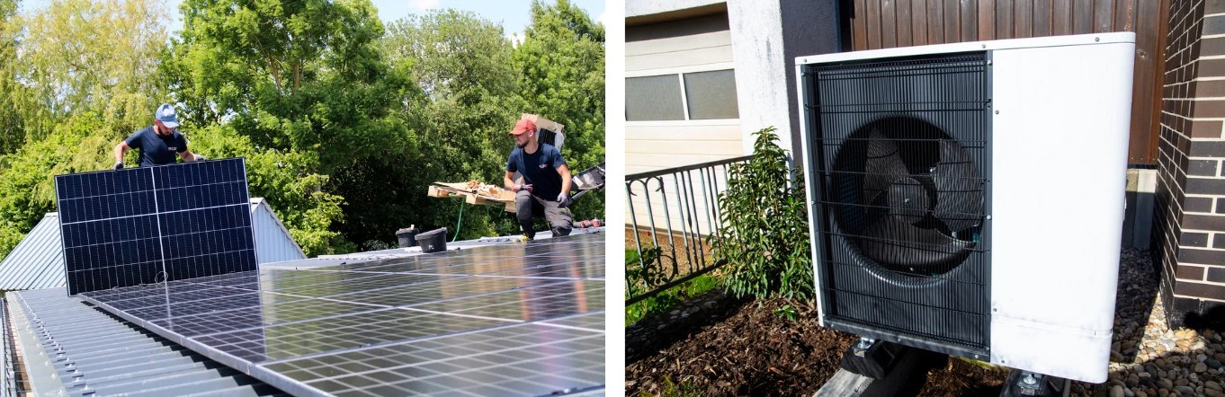 Image pompe à chaleur et panneaux solaires