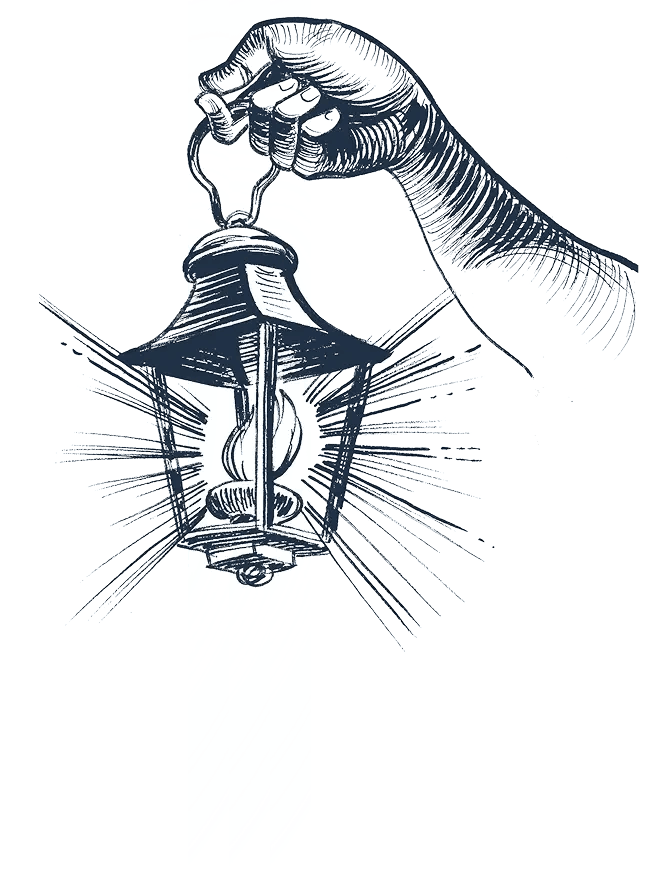 A hand with a lit lantern