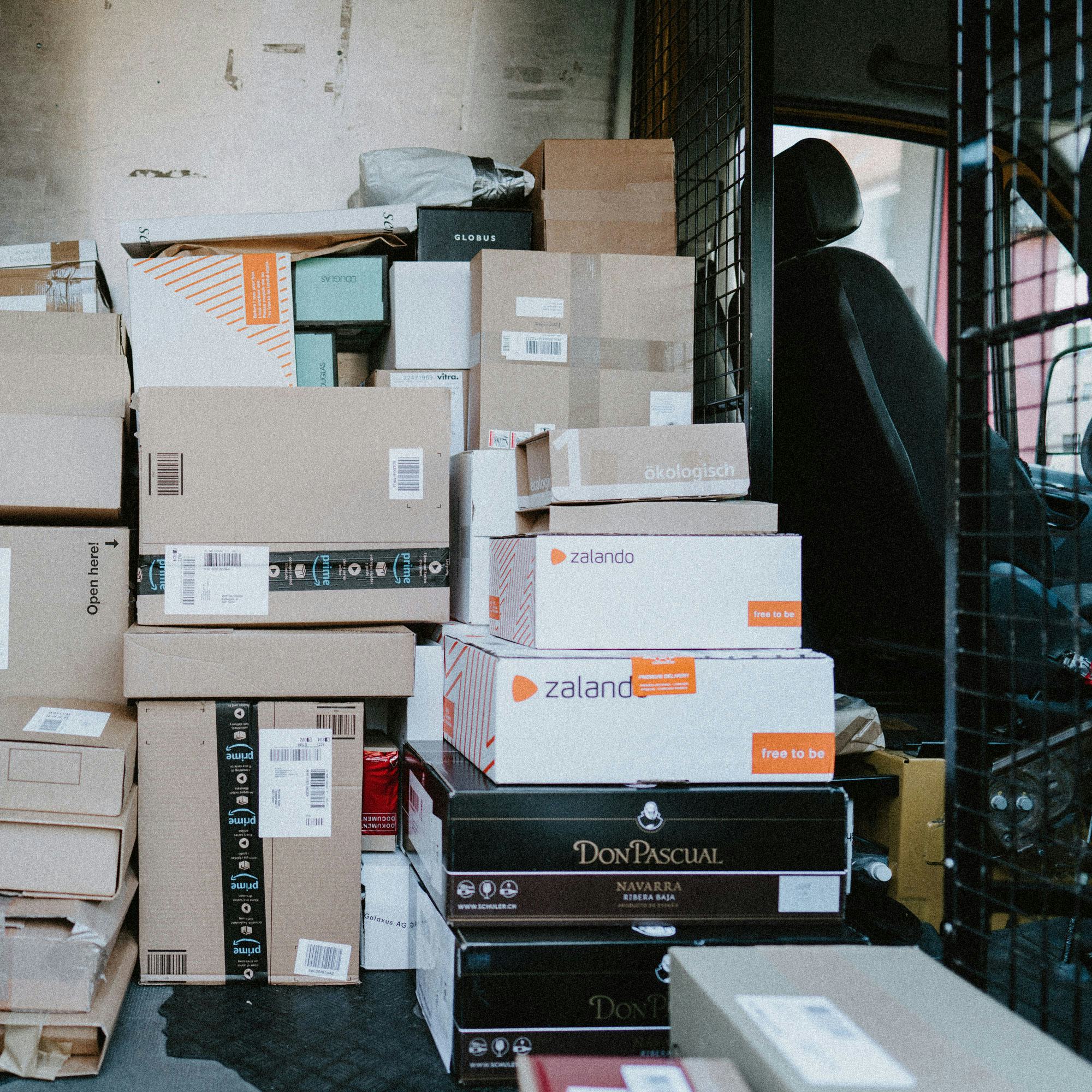 Packages in a delivery van