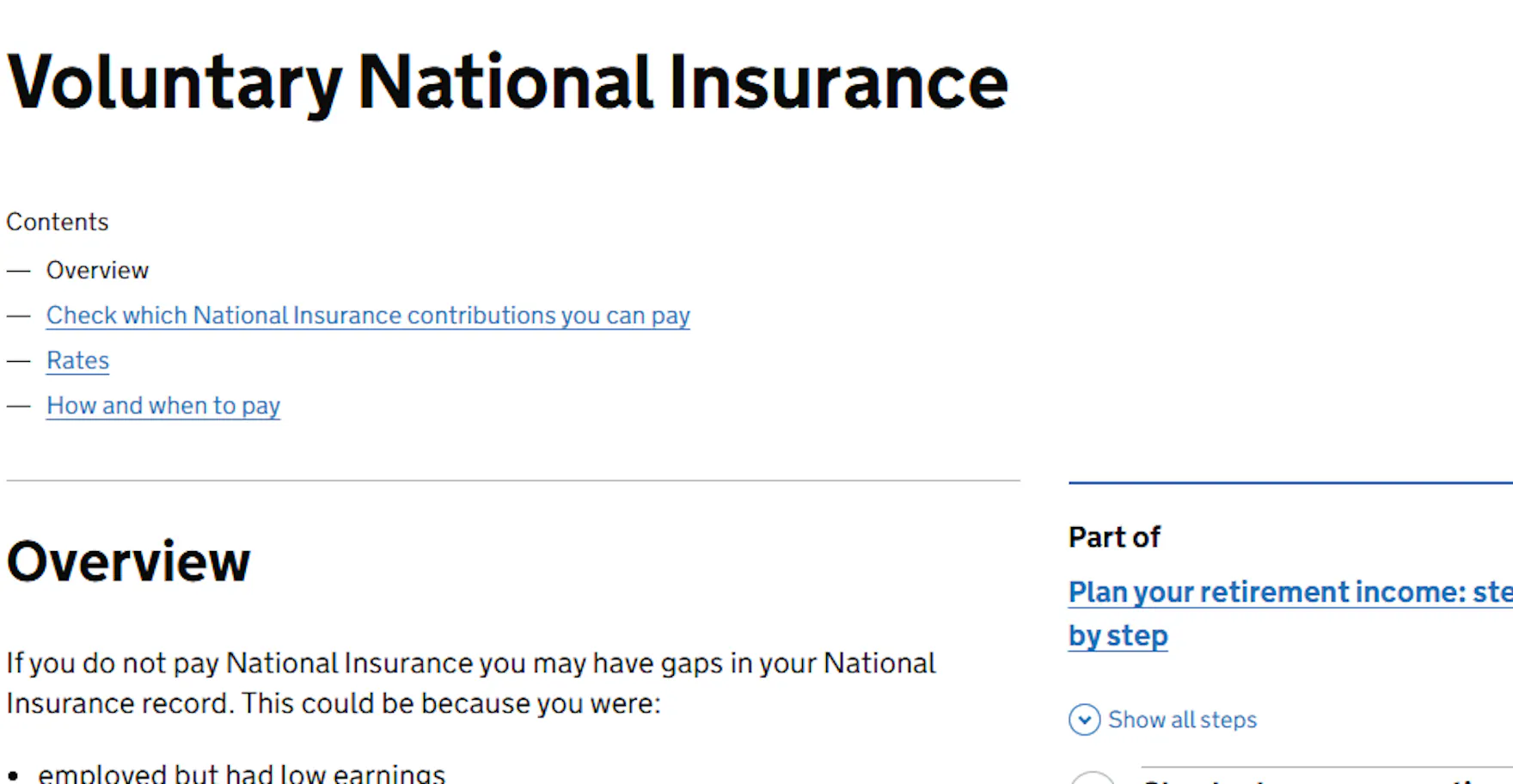National insurance and state pension website