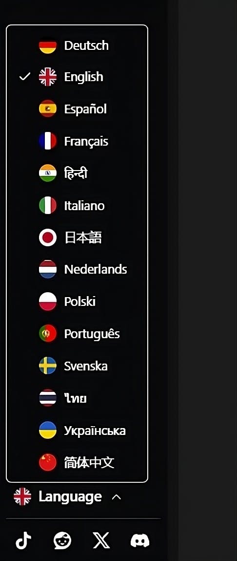 HammerAI's language options